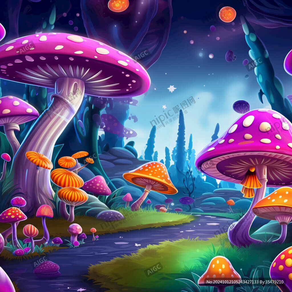 夢幻蘑菇背景