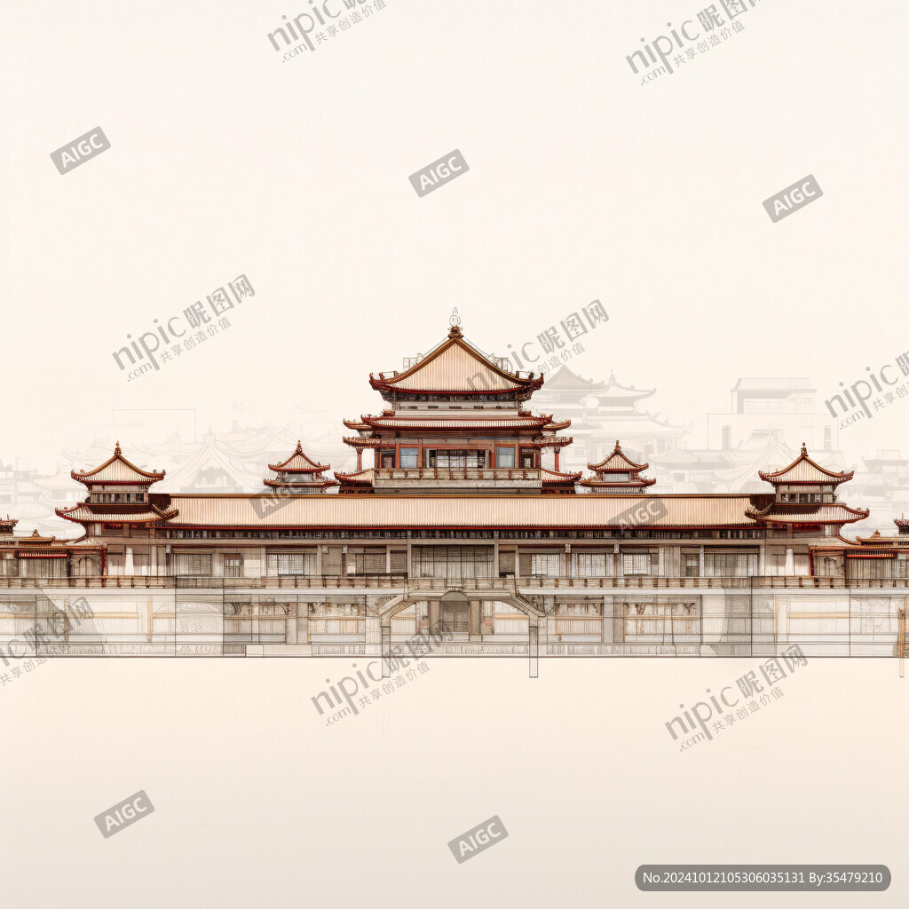 皇宮樓閣插畫