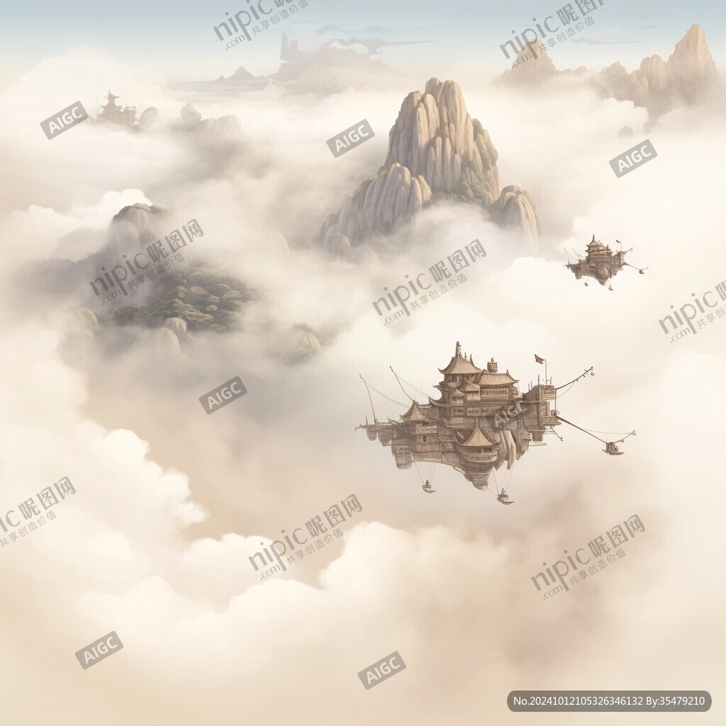 樓閣仙景插畫