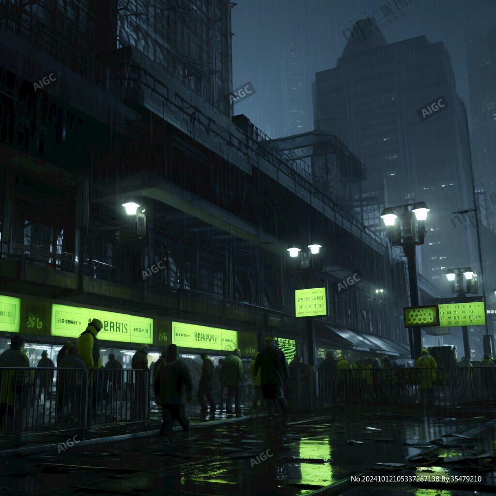 雨中車站站臺