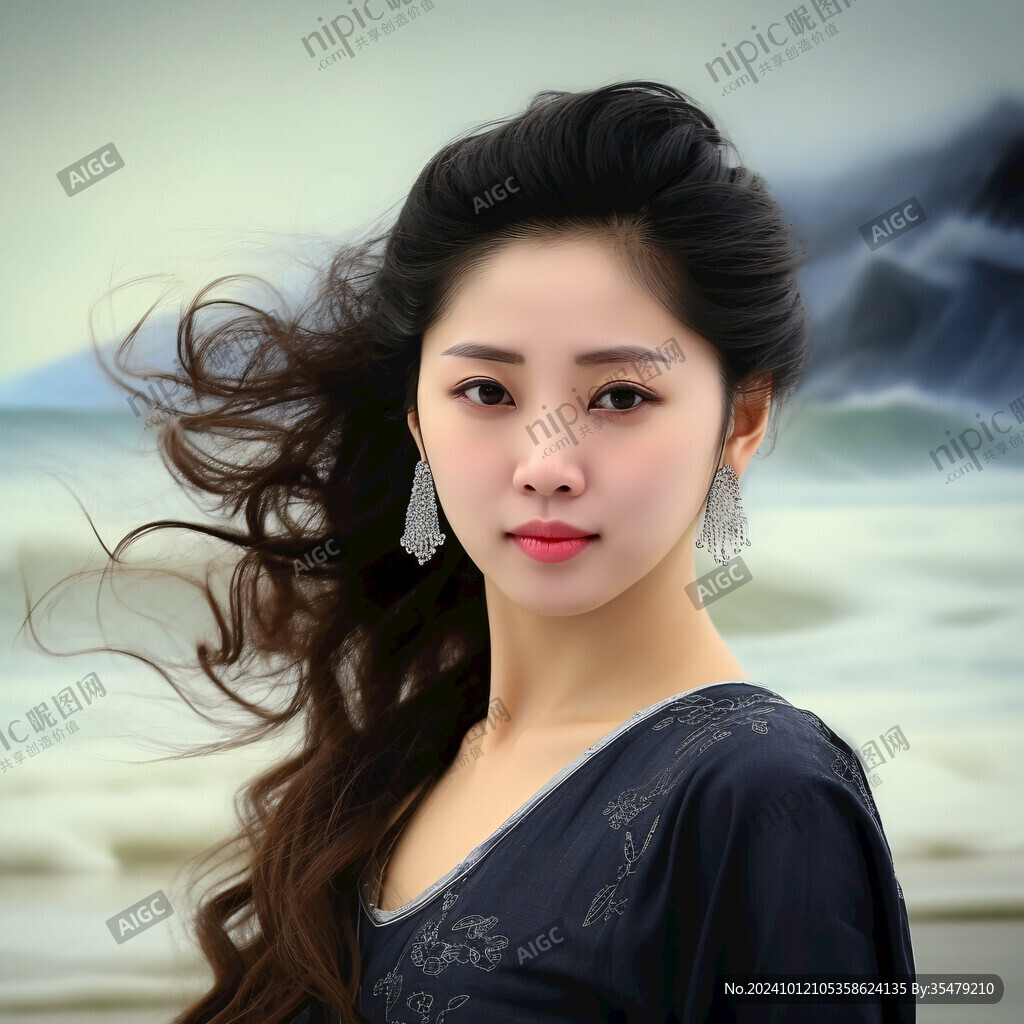 披發(fā)美女背景