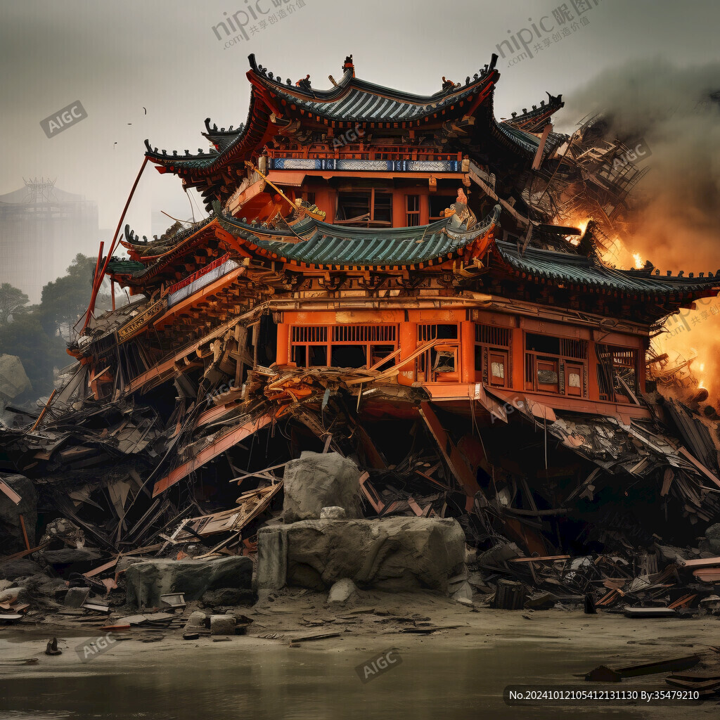 坍塌古建筑