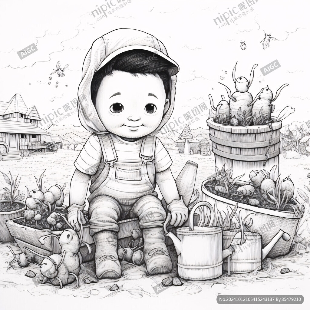 農(nóng)家娃娃插畫