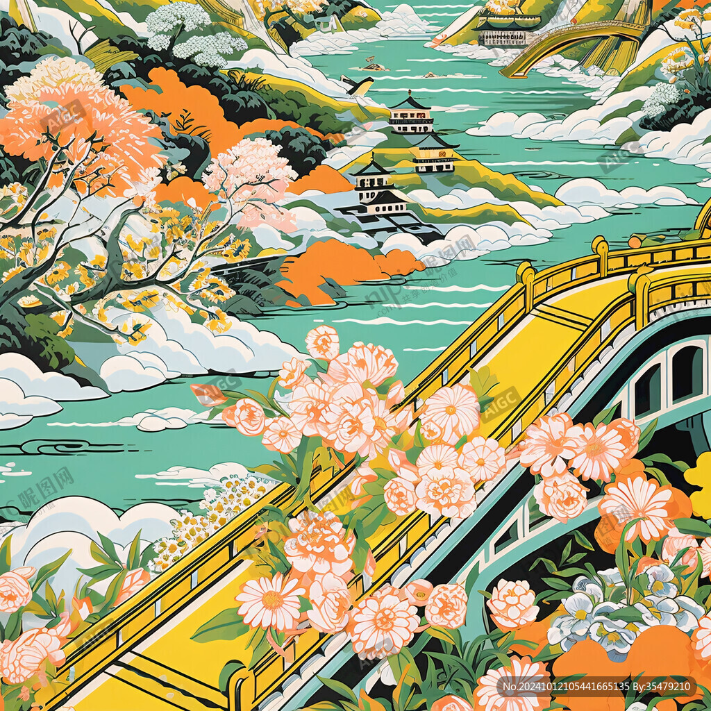 景山公園國潮插畫