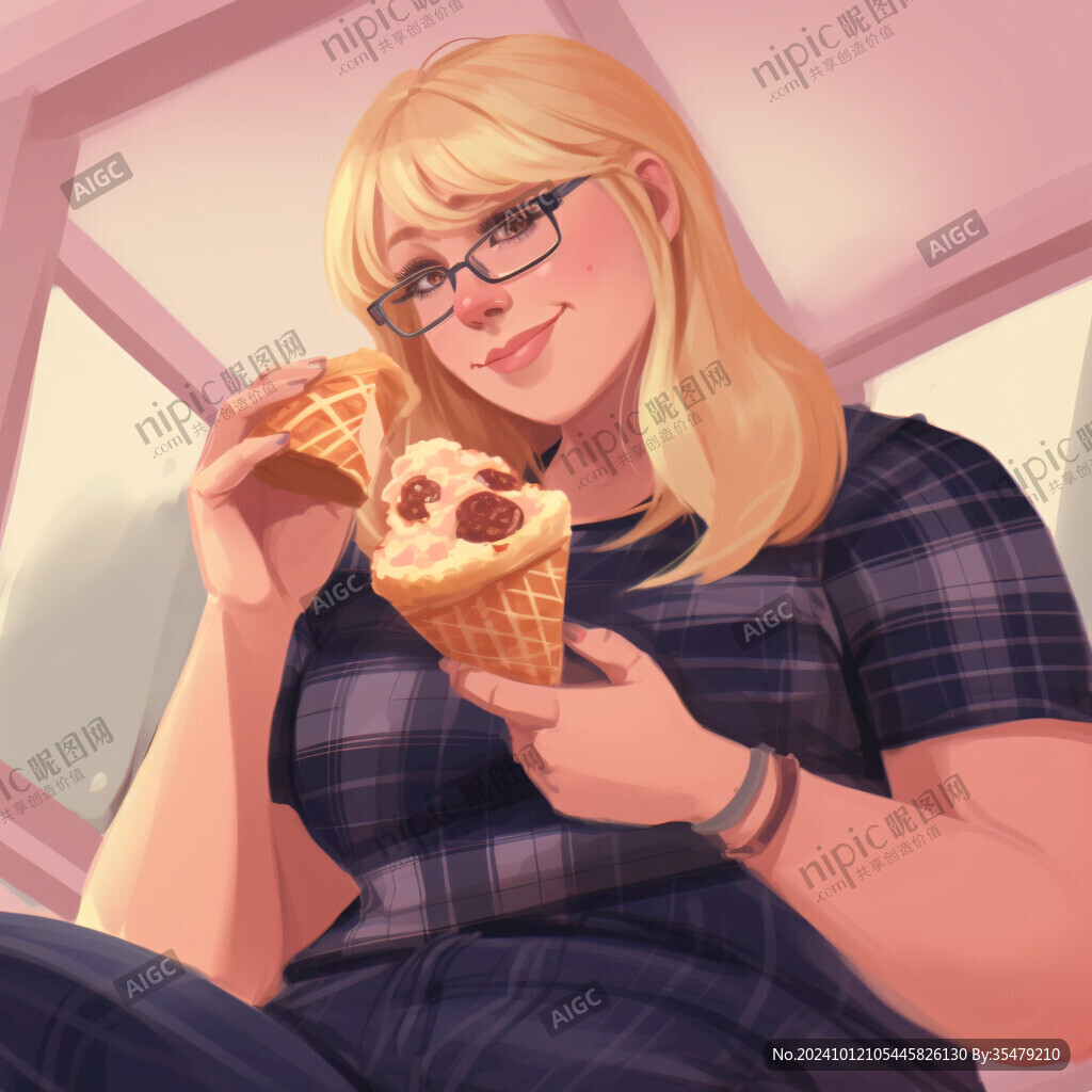 食品女孩插畫