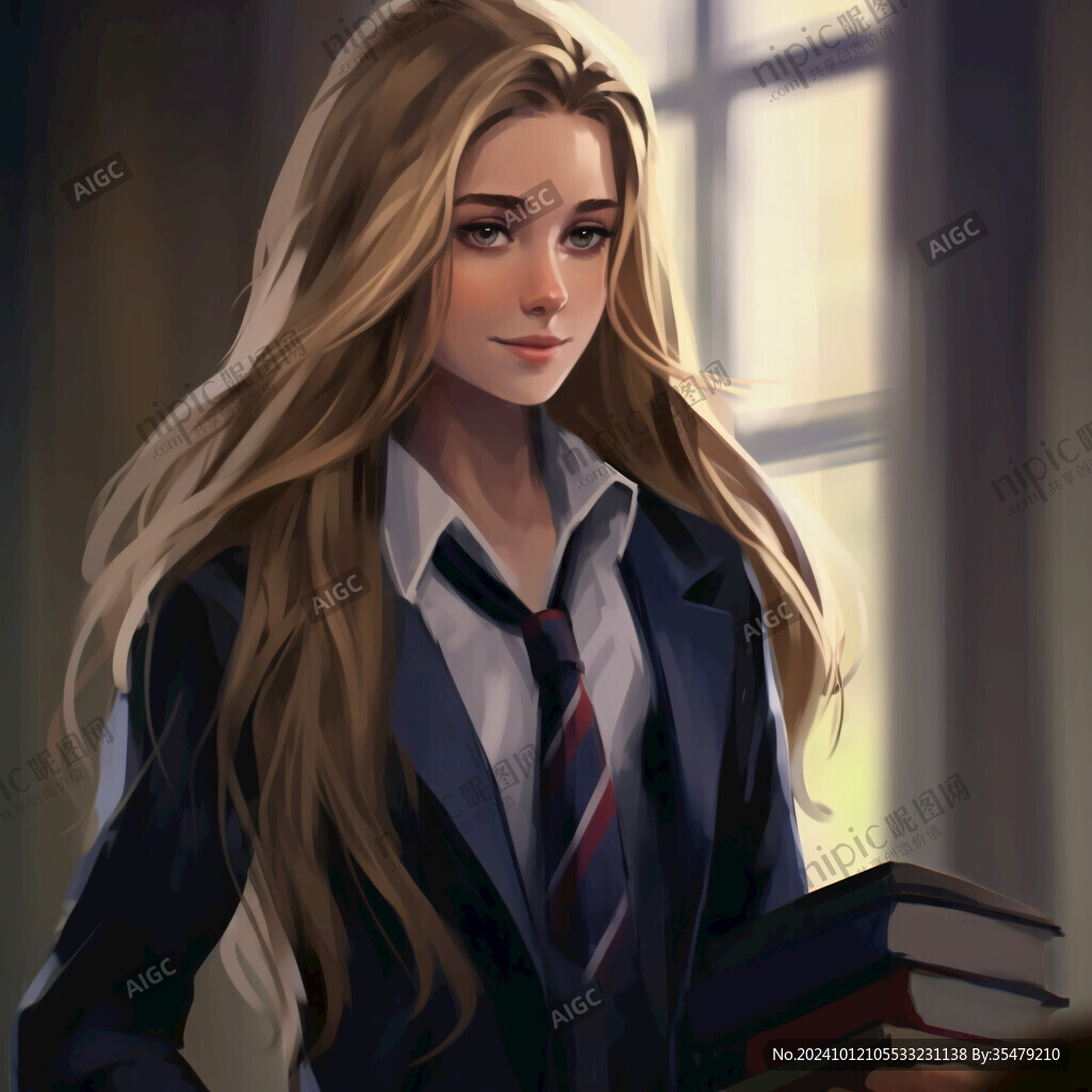 校服美女插畫