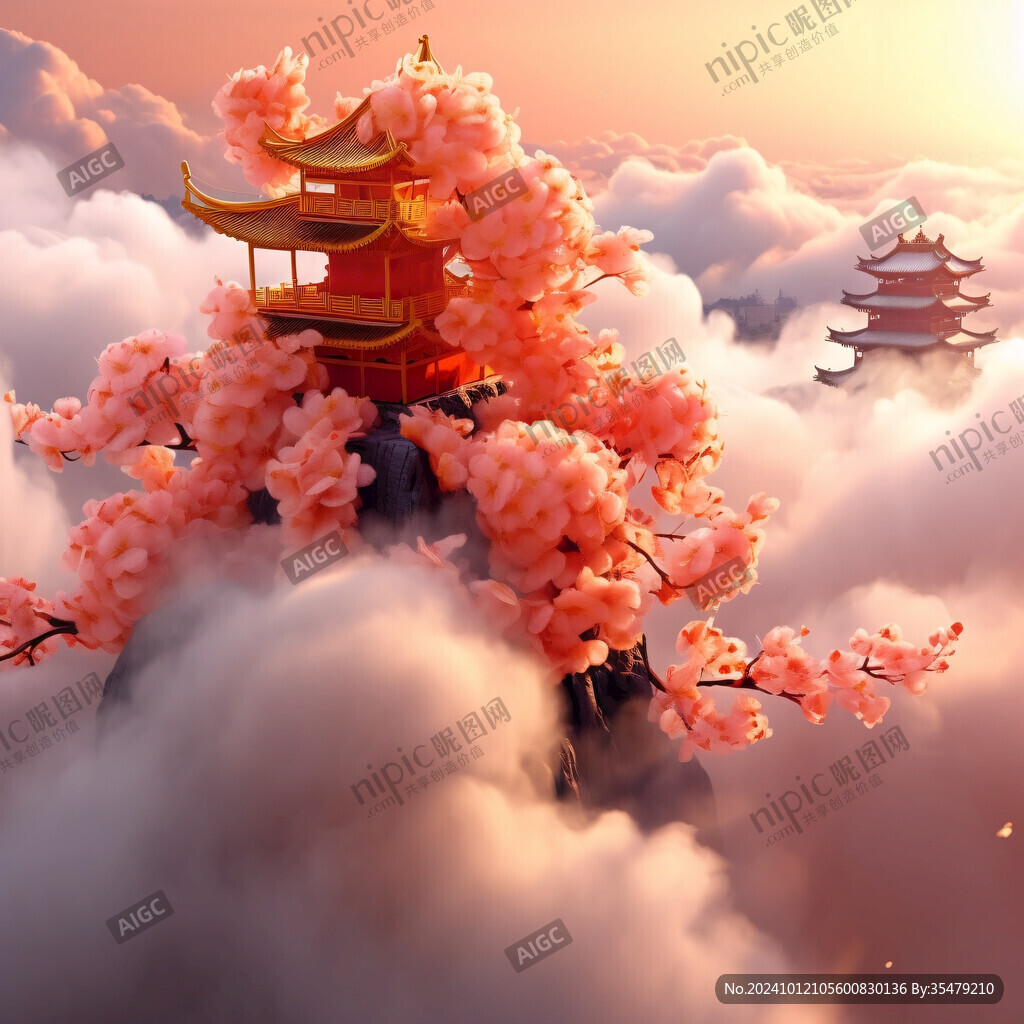 樓閣仙景插畫(huà)