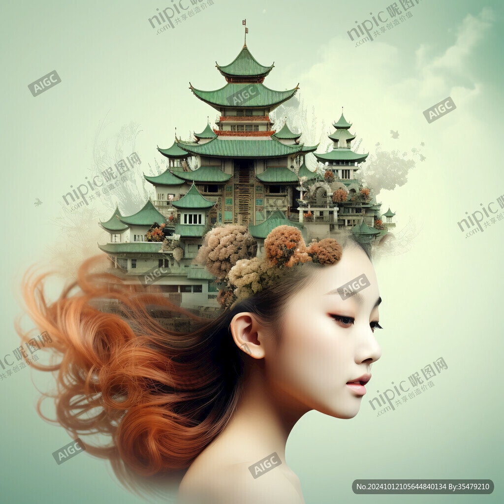 樓閣仙景插畫