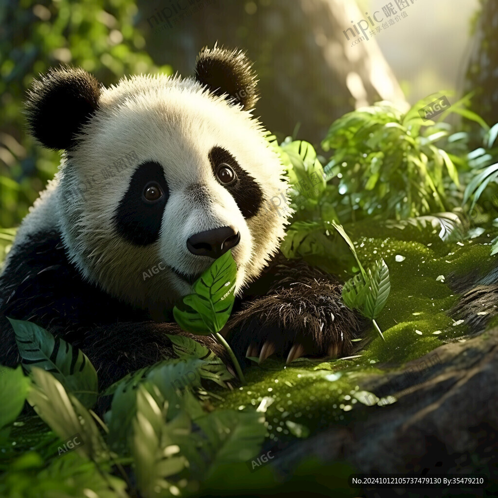 寫實熊貓插畫