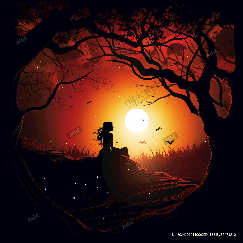 禪境秋夜極品意境插畫(huà)