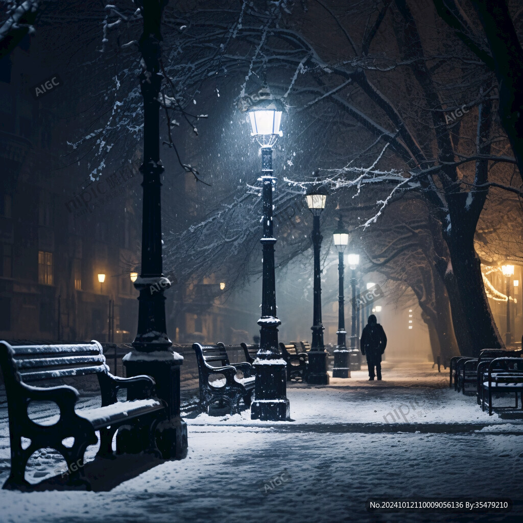 雪景景觀城市街道雪景