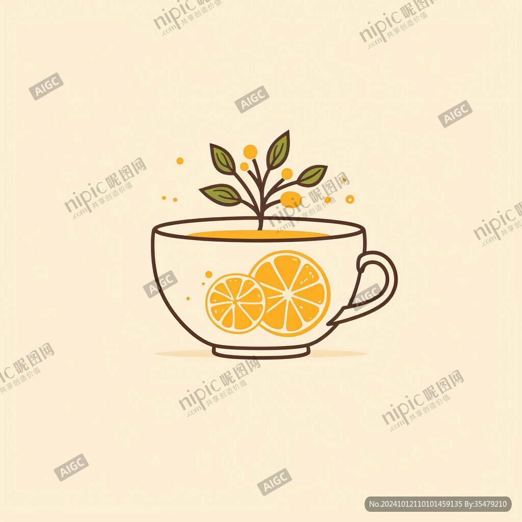 手繪檸檬茶插畫