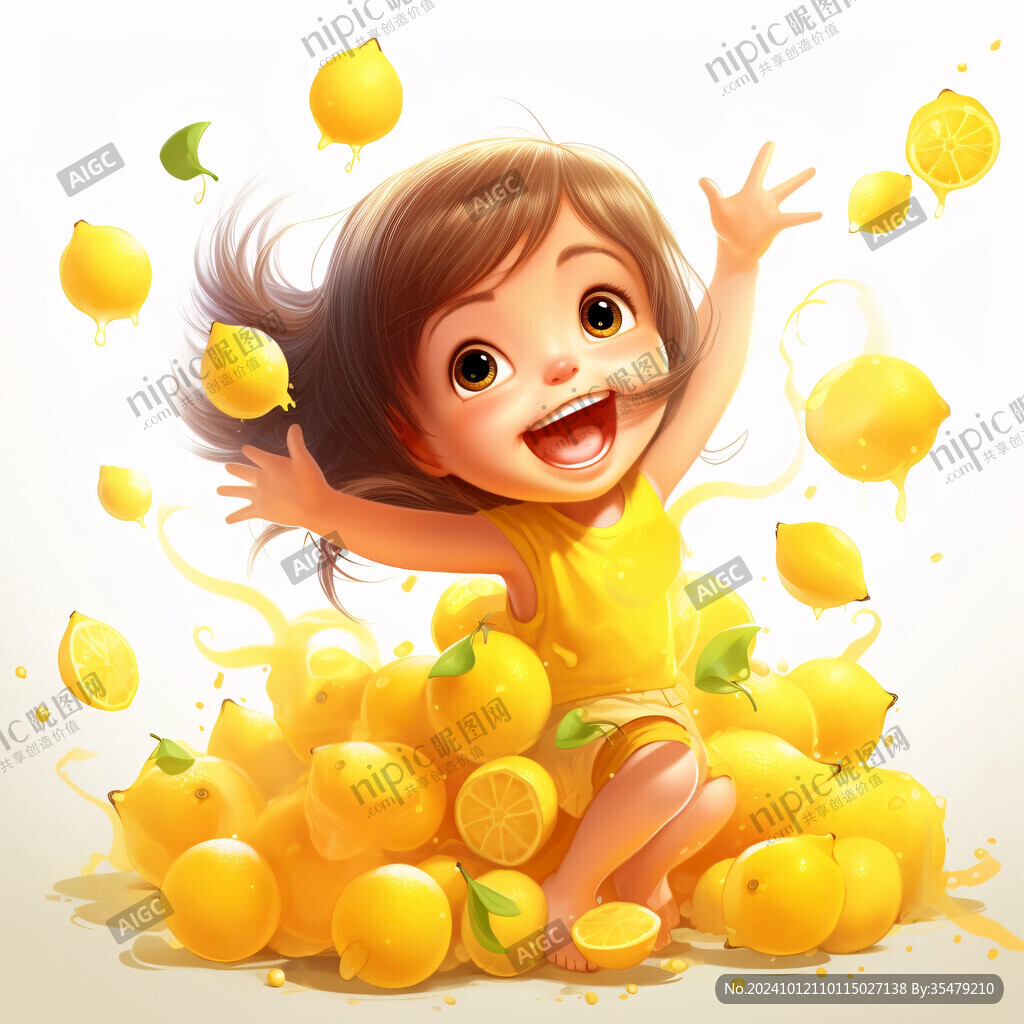 可愛檸檬小女孩
