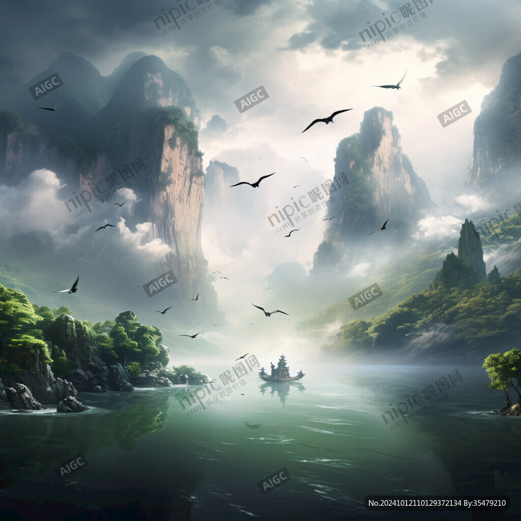 山水畫合成圖