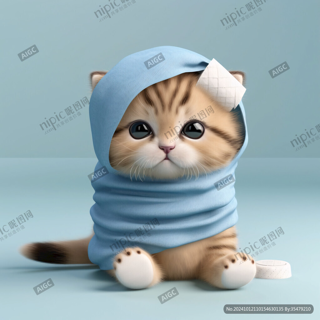冬天戴圍巾的可愛貓咪