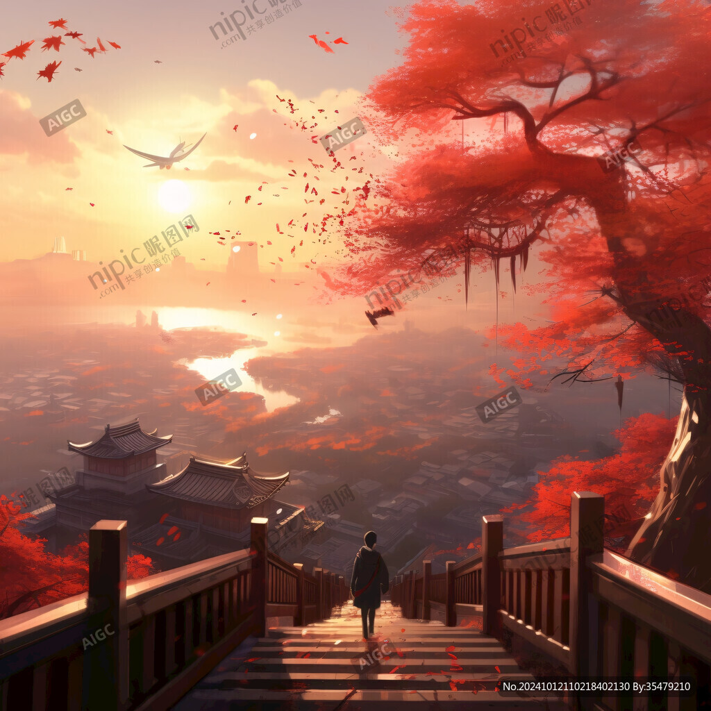 古風(fēng)秋天景色插畫