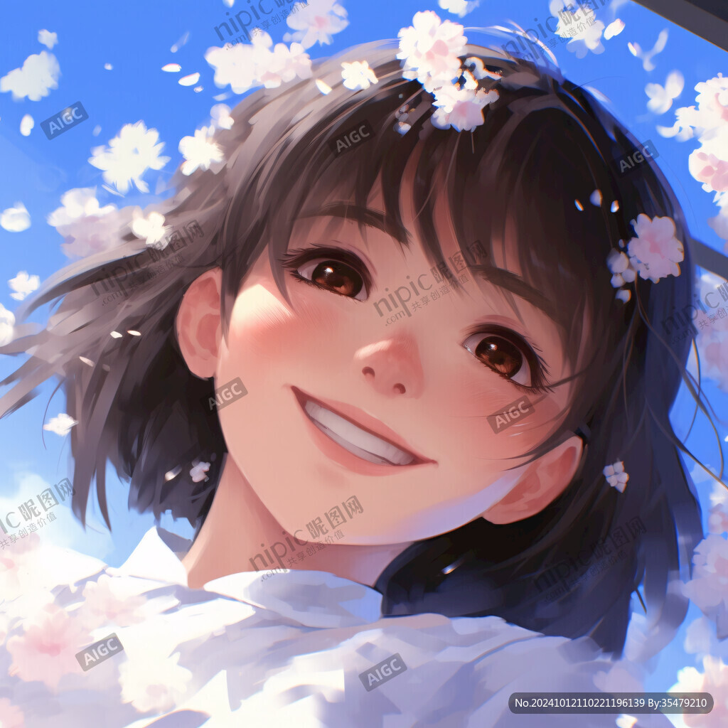 櫻花樹下的少女