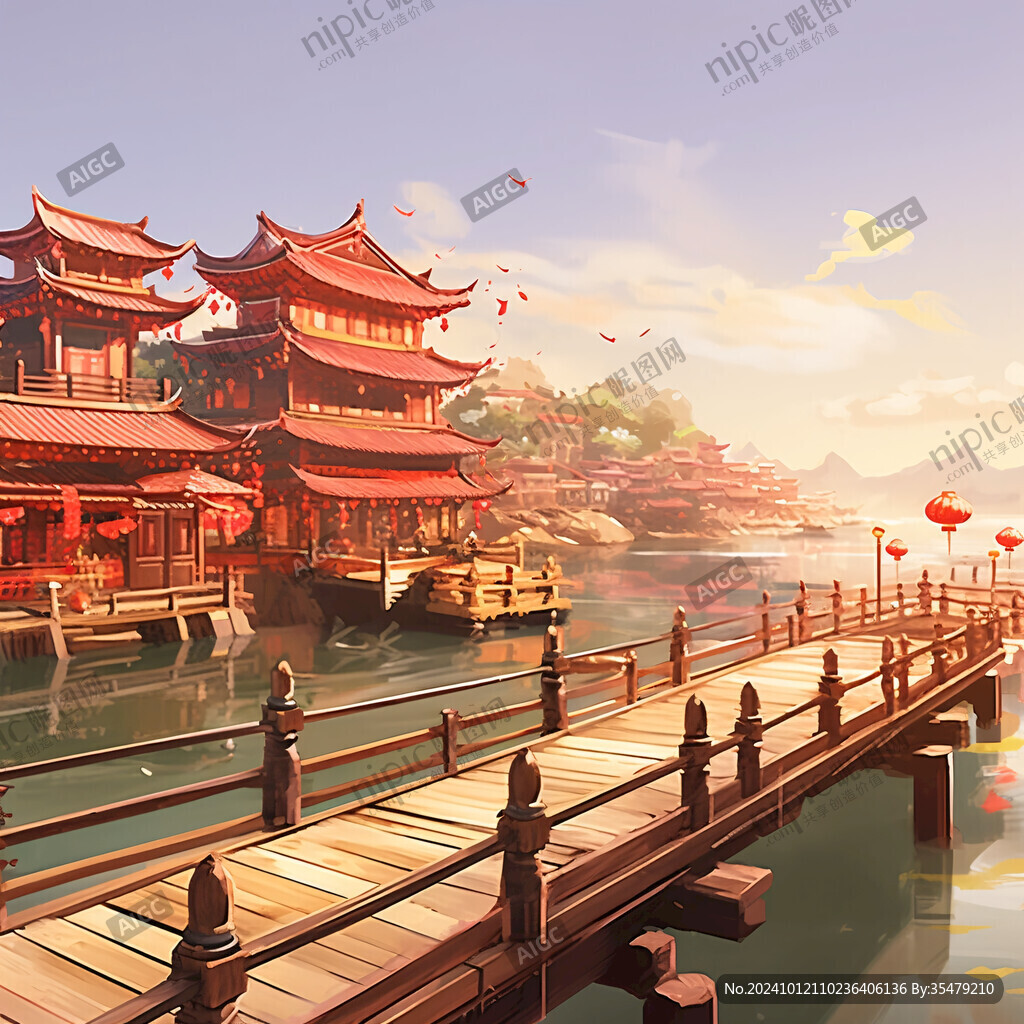 古代民用碼頭場景