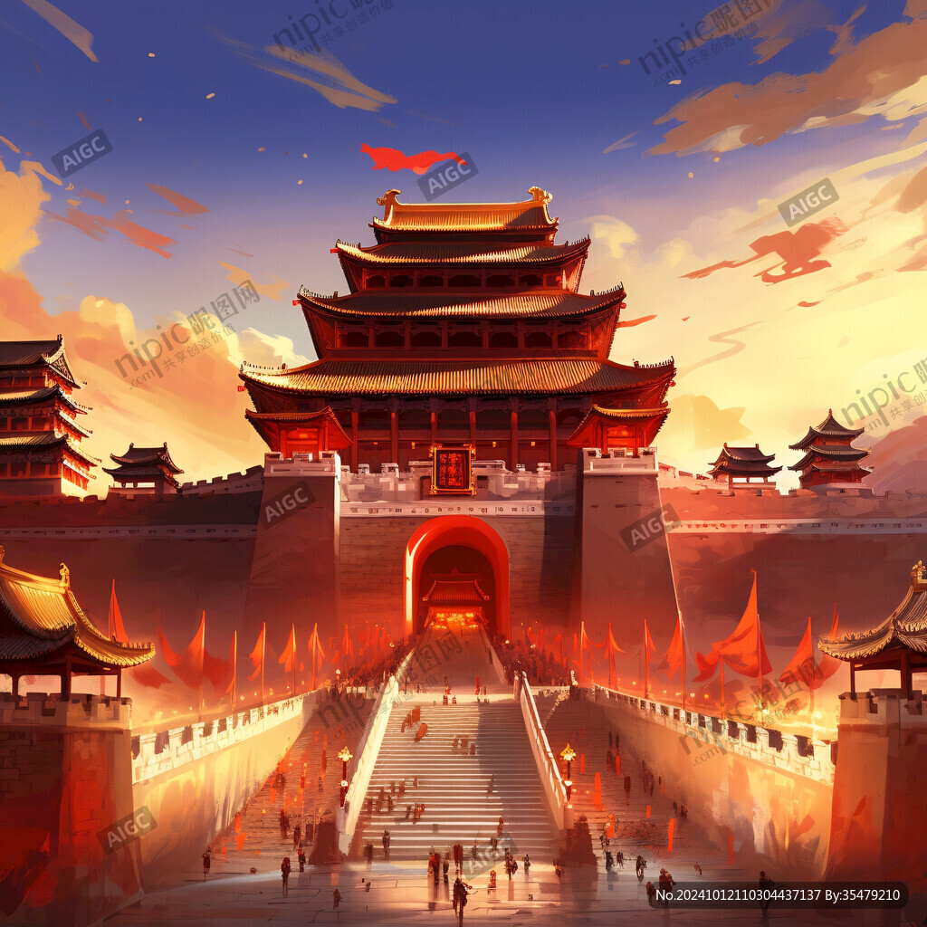 古城樓插畫