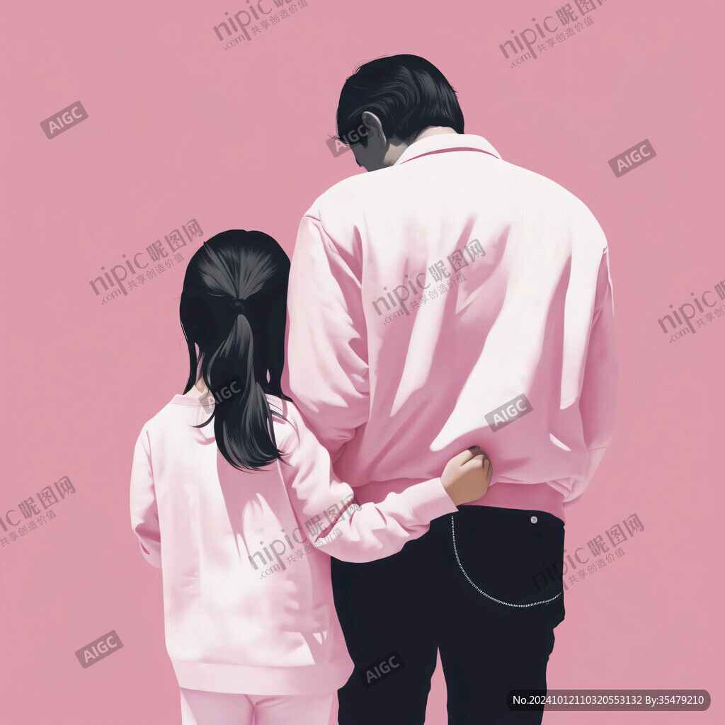爸爸女兒插畫