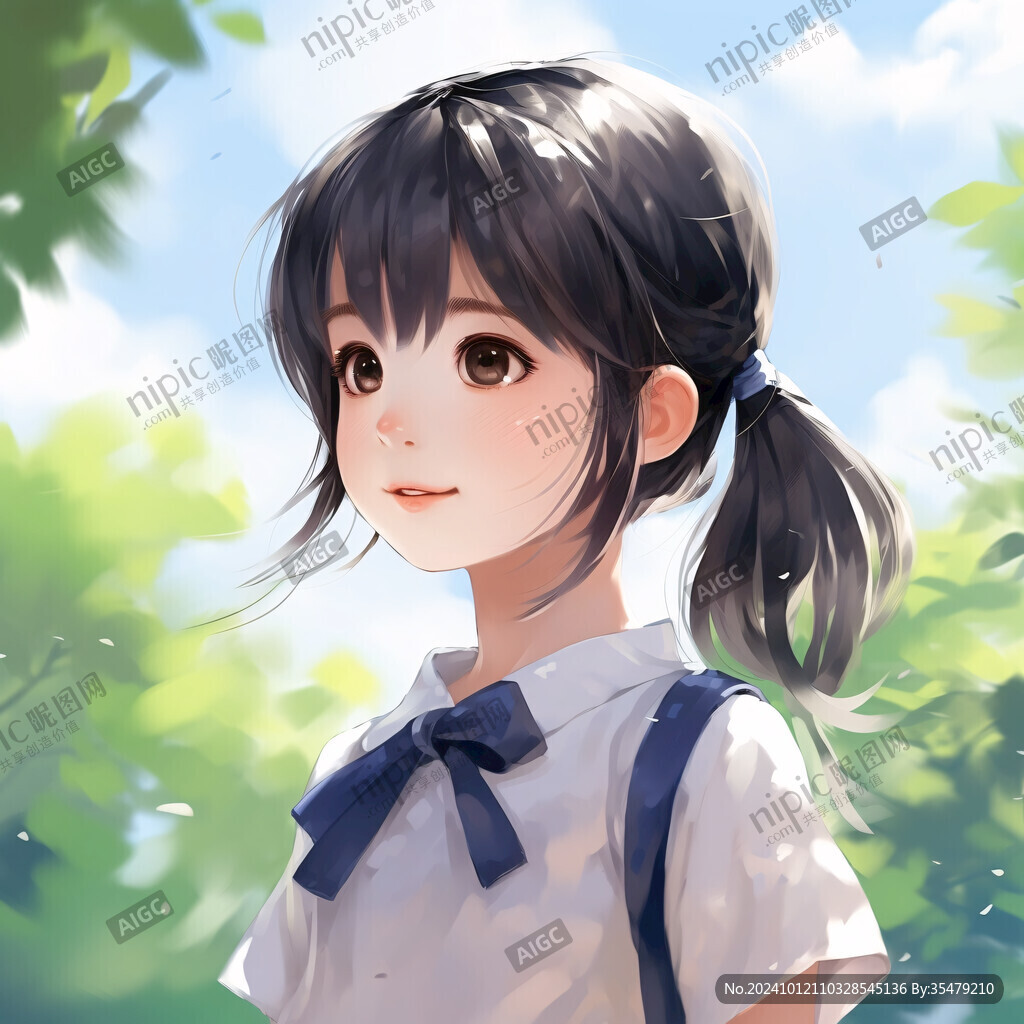 女學生唯美插畫