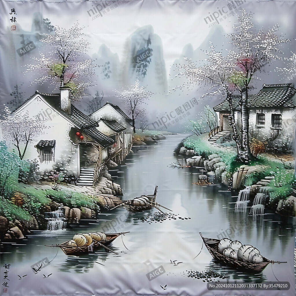 江南水鄉(xiāng)風情壁畫