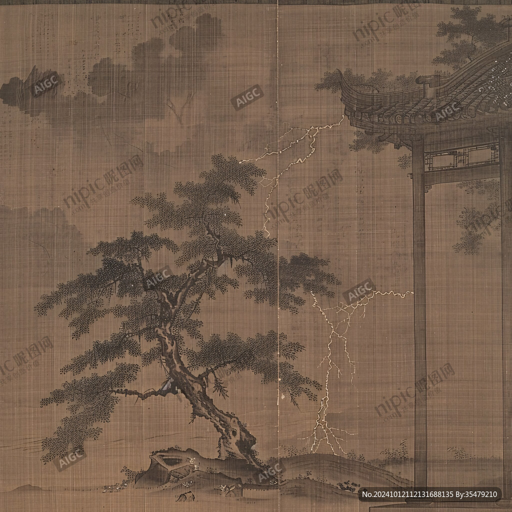 松陰曳杖圖
