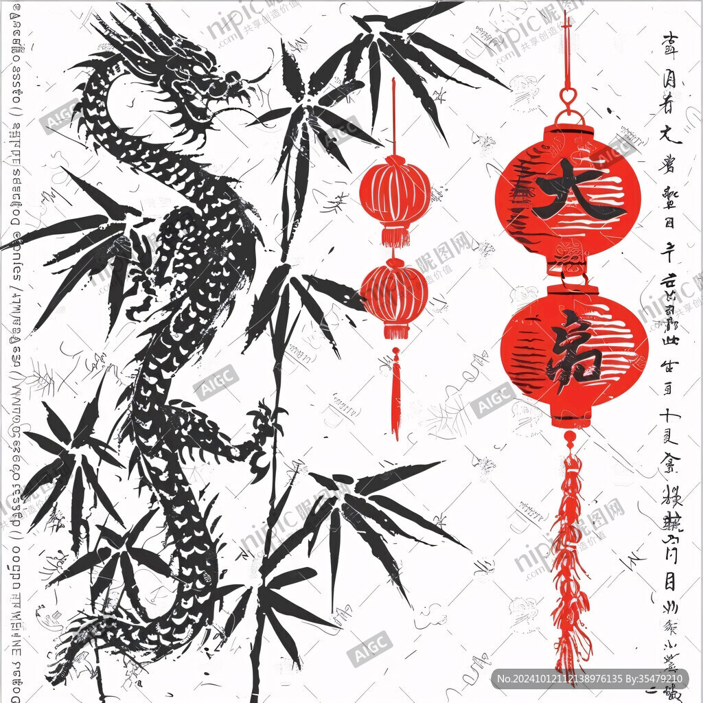 龍年窗貼圖案設計