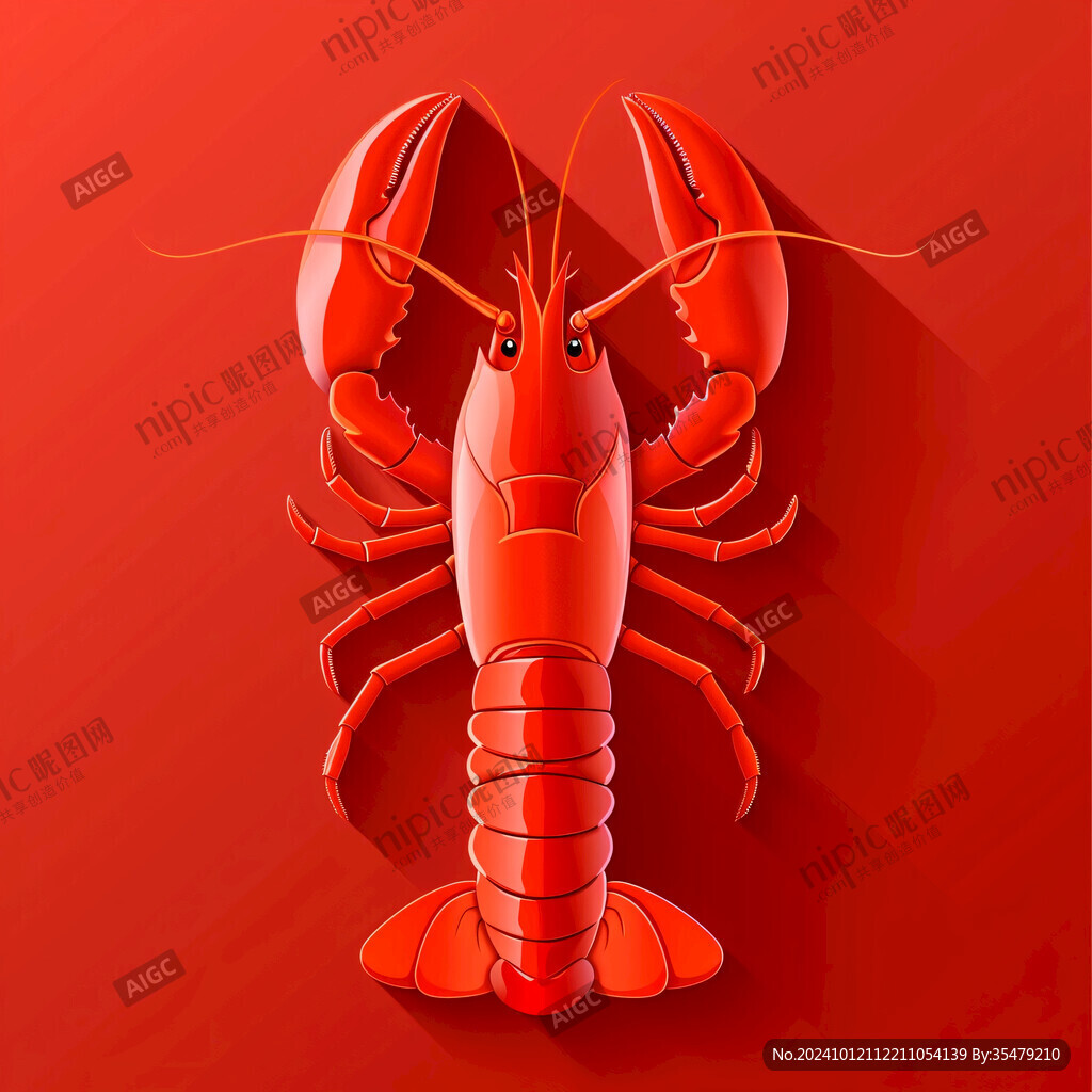 卡通小龍蝦寫實海鮮