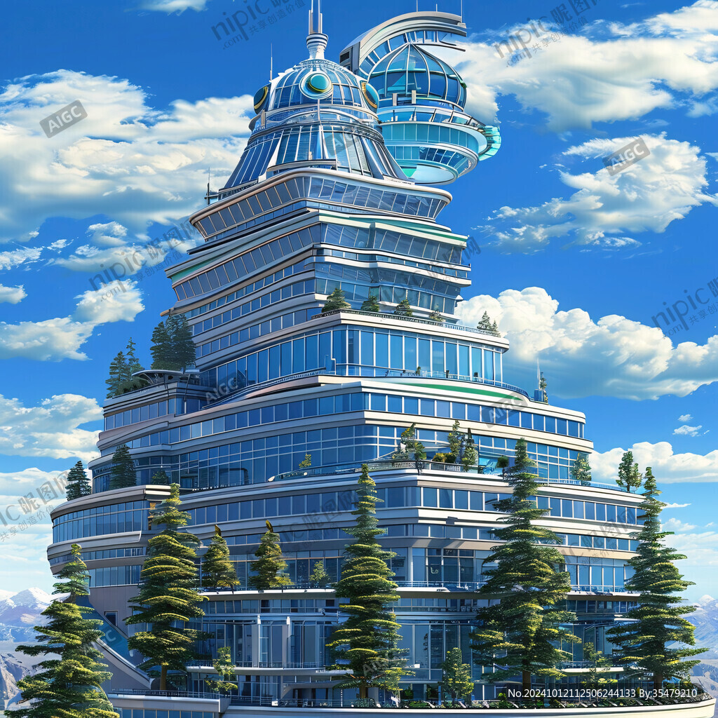 俄羅斯科技感建筑插畫