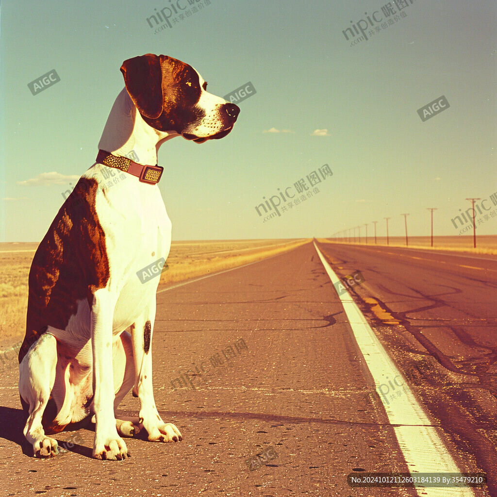 道路上的一只狗