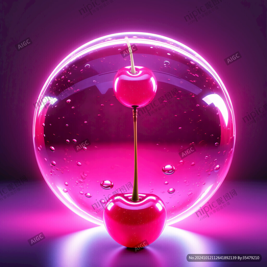 水晶櫻桃插畫