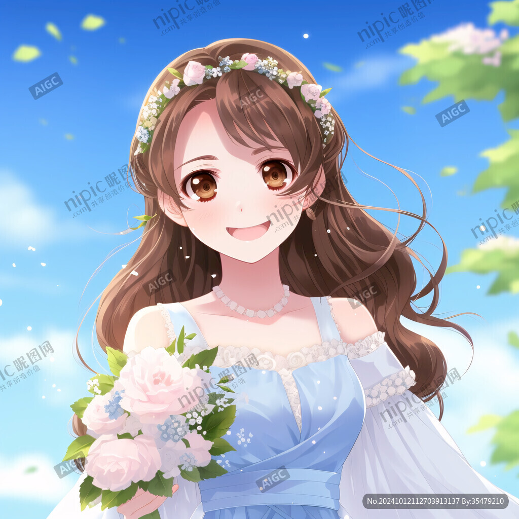 穿婚紗婚的少女