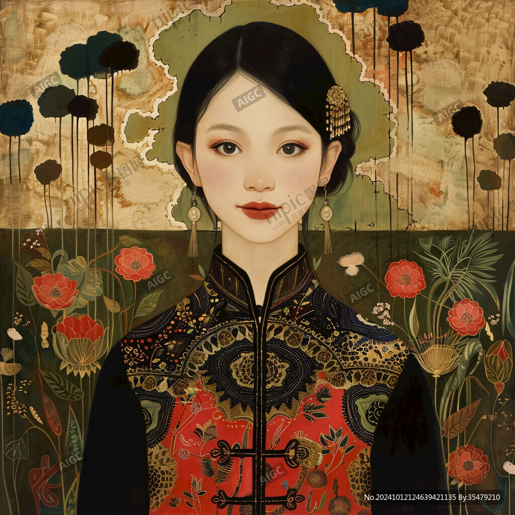 清朝美人插畫