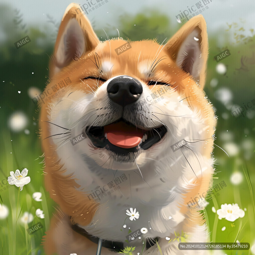 柴犬手繪插畫