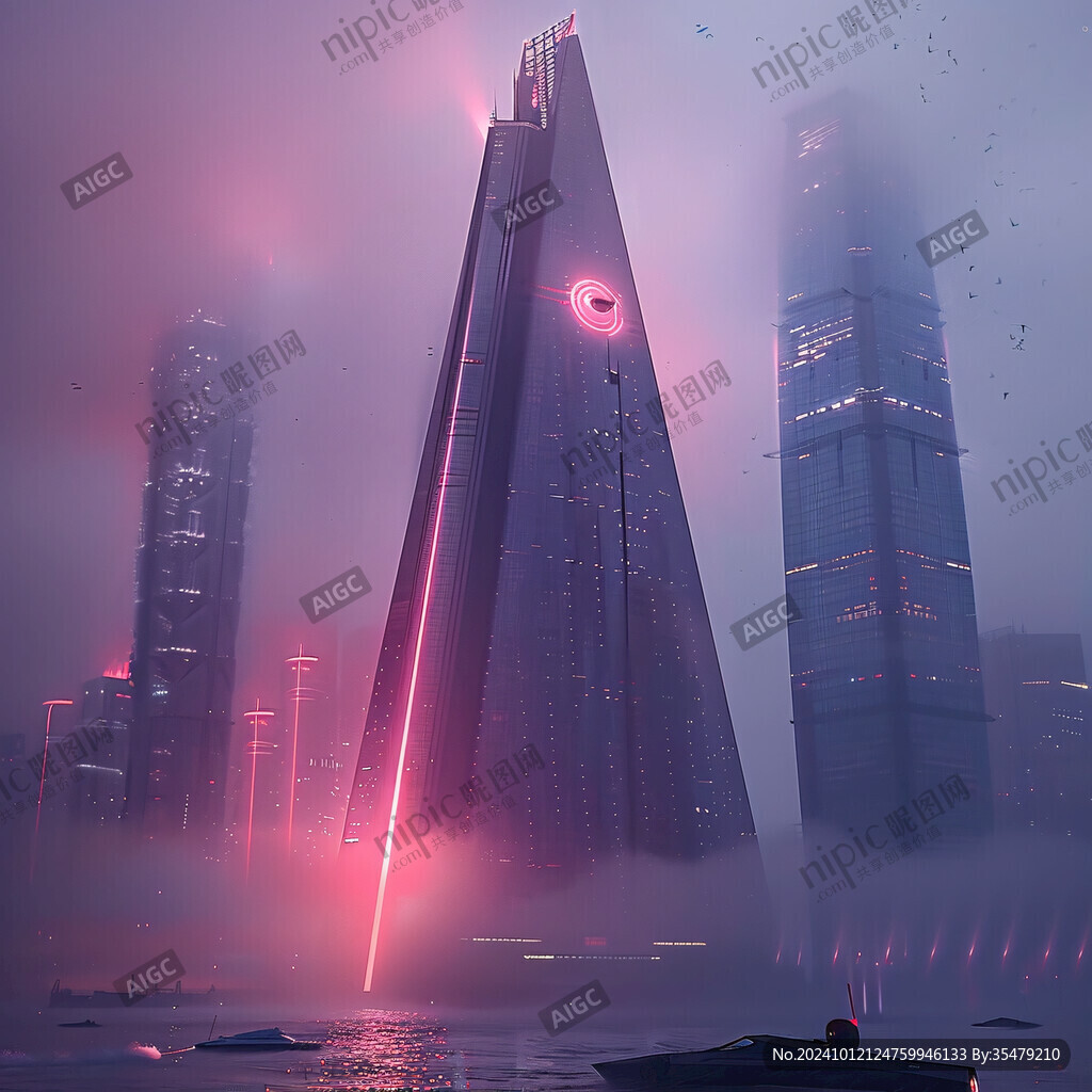 紫色發(fā)光高樓