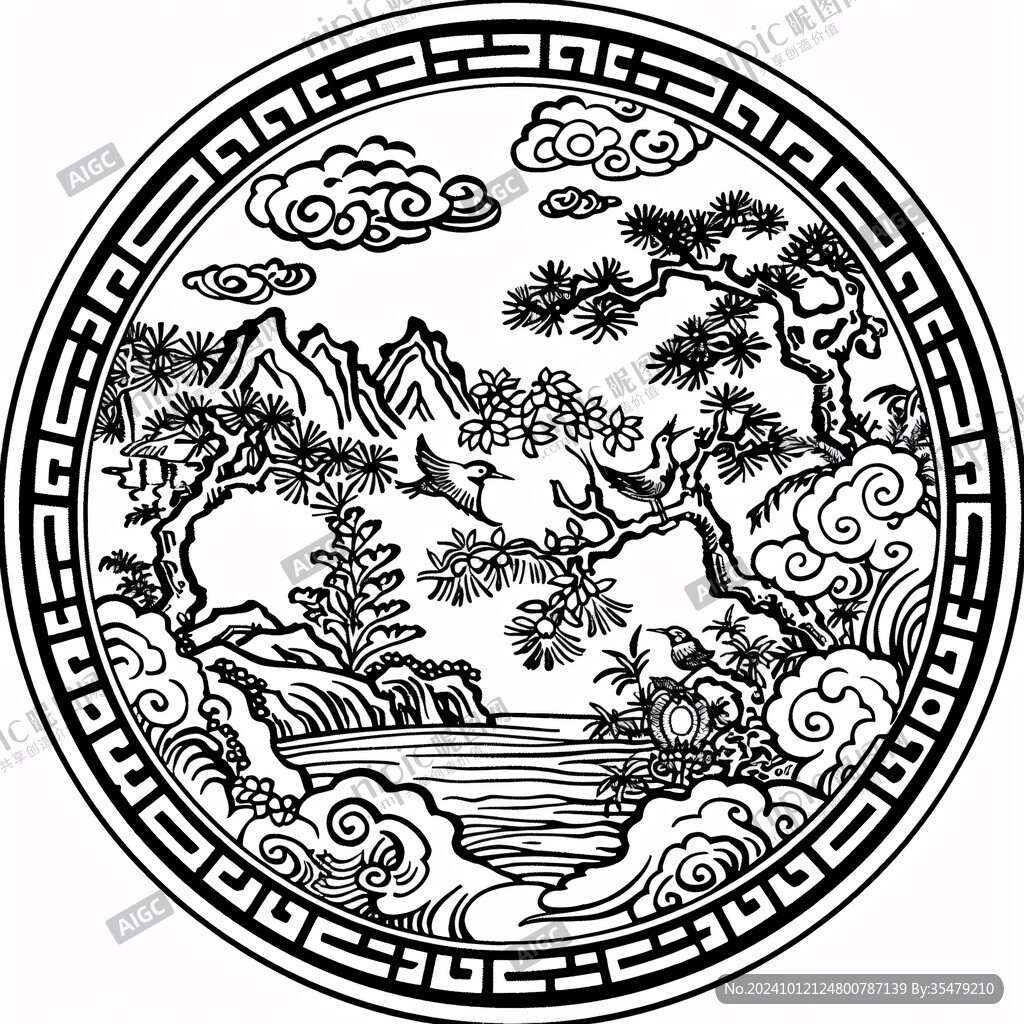 迎客松線條
