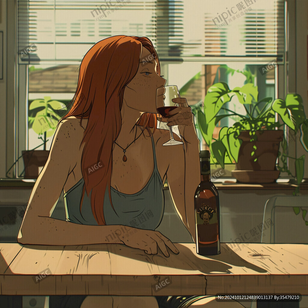 紅酒女人插畫(huà)