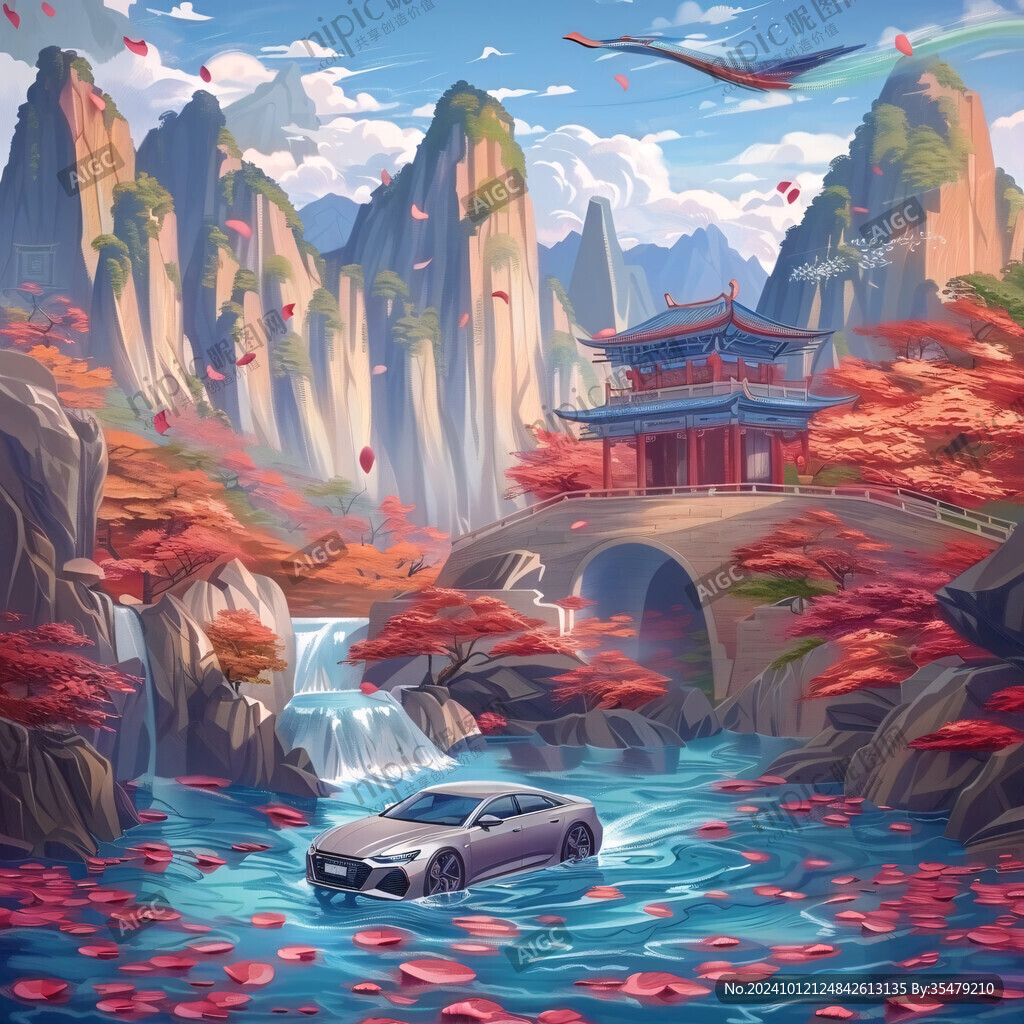 鱷渡秋風地標插畫