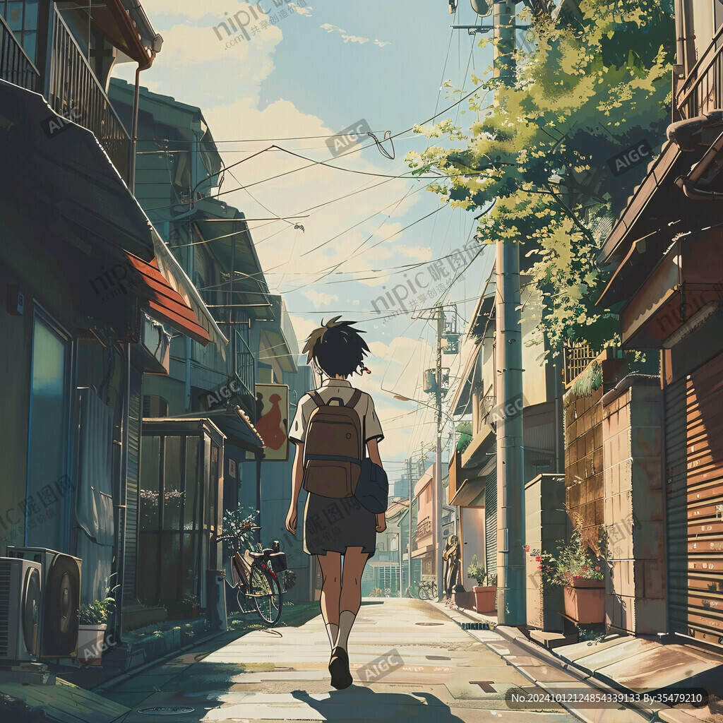 日落街道插畫