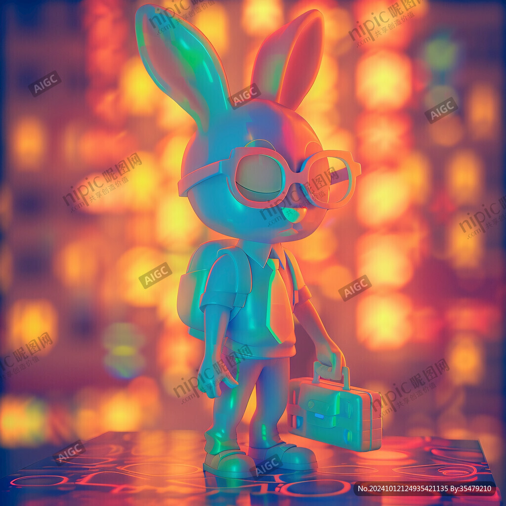 兔子潮流墨鏡插畫
