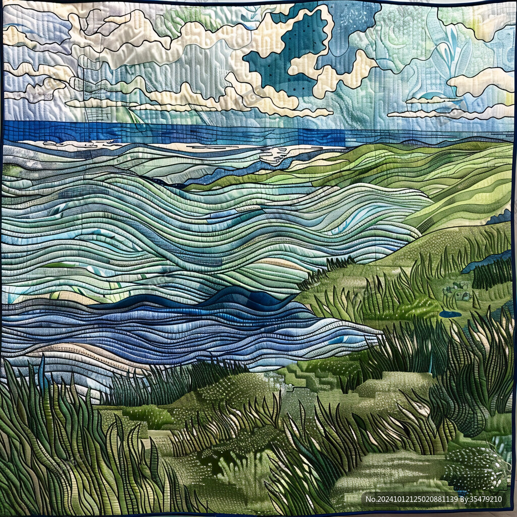 線繪海浪地毯圖案