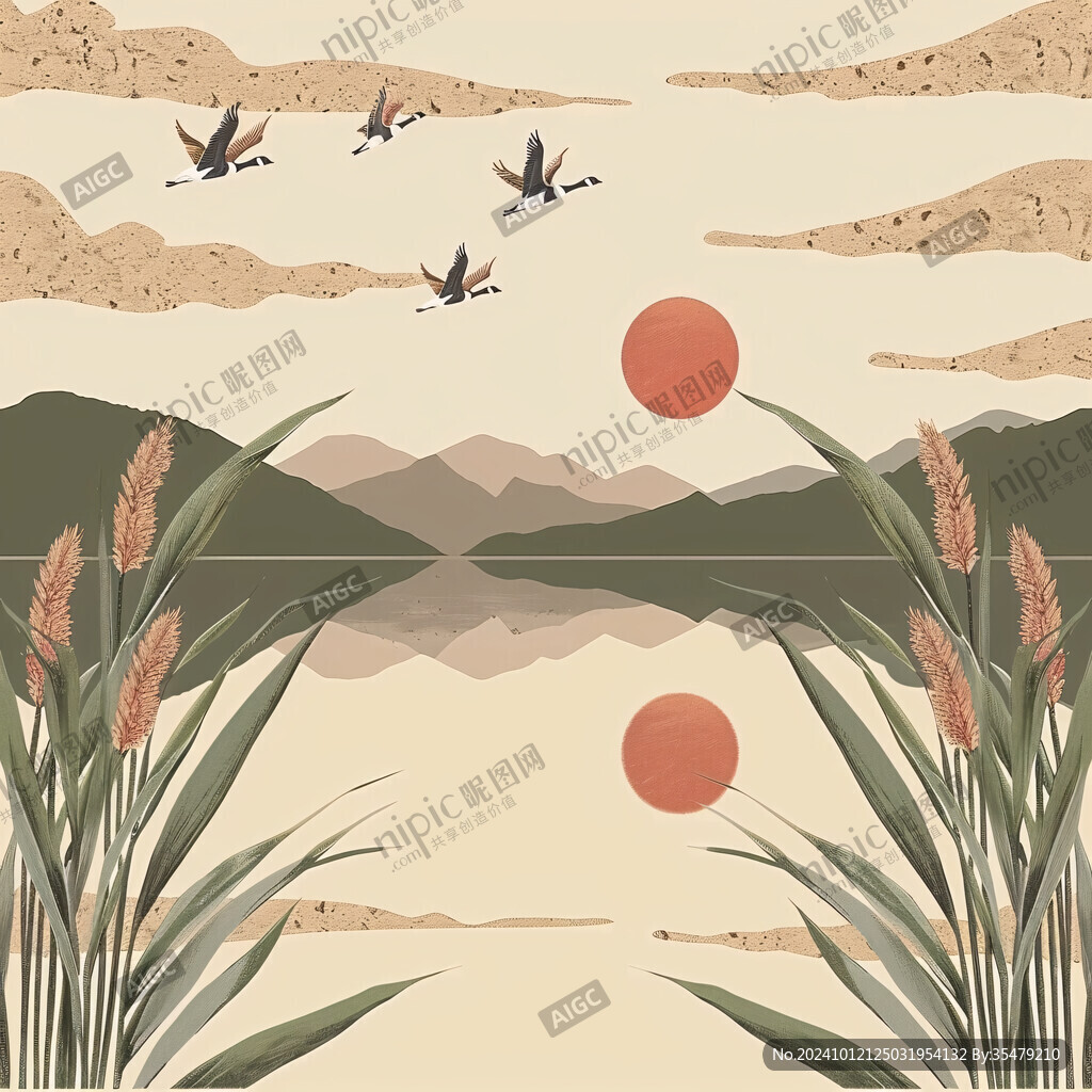 灘涂濕地插畫