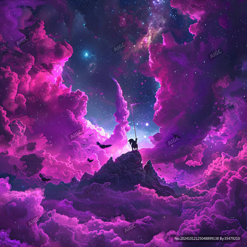 手繪紫色夢幻場景