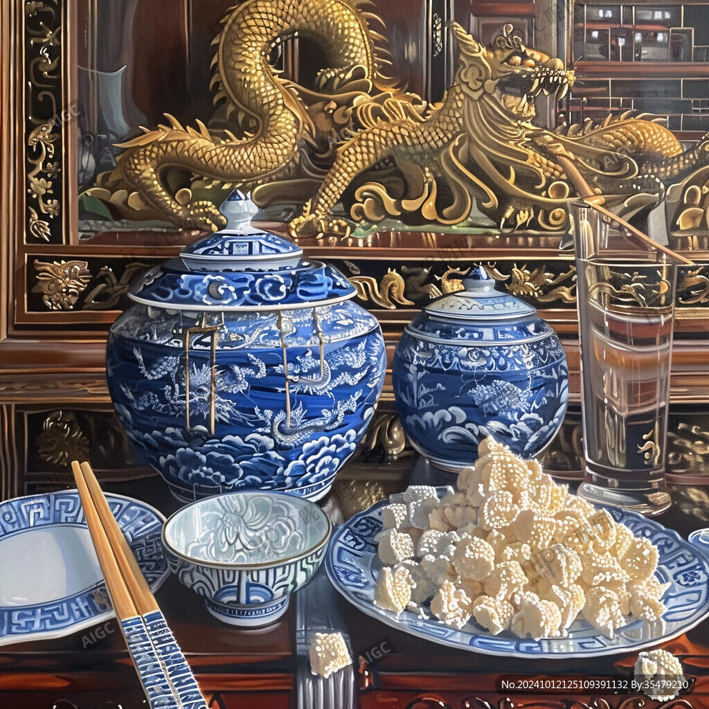 青花瓷桌面