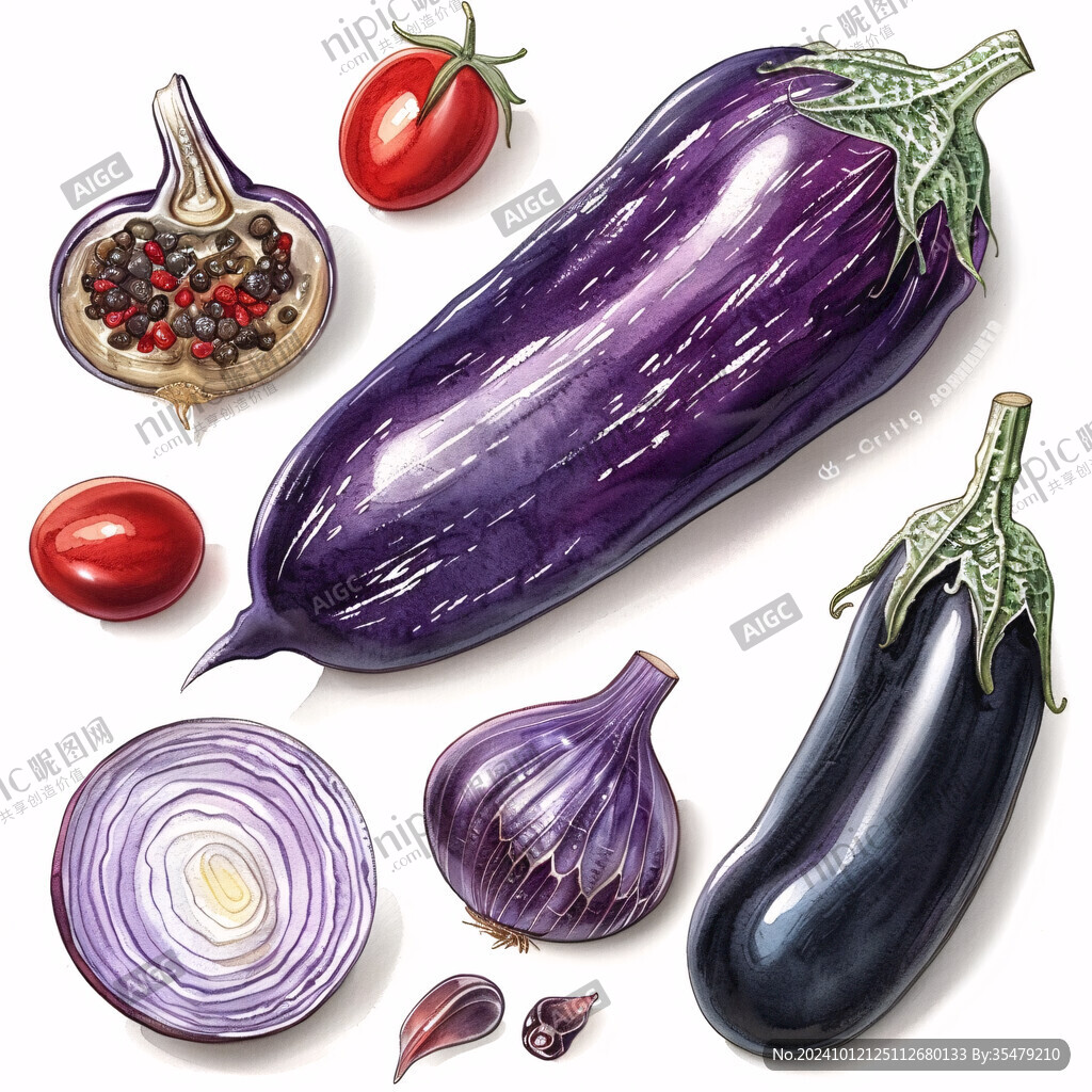 茄子蔬菜插畫