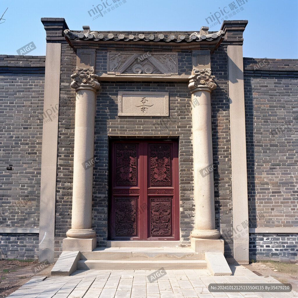 青磚建筑四合院大門