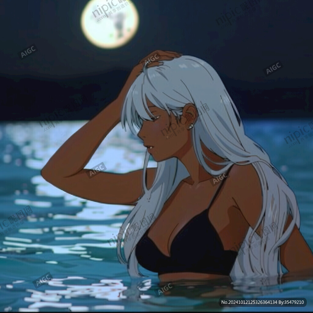 手繪在水里的漫畫女孩