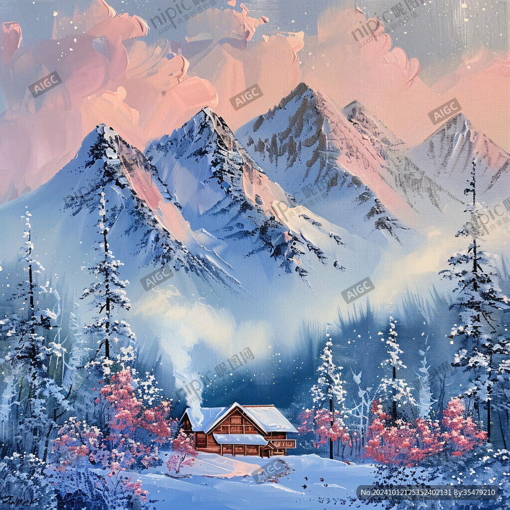 冬日山川風(fēng)景插畫