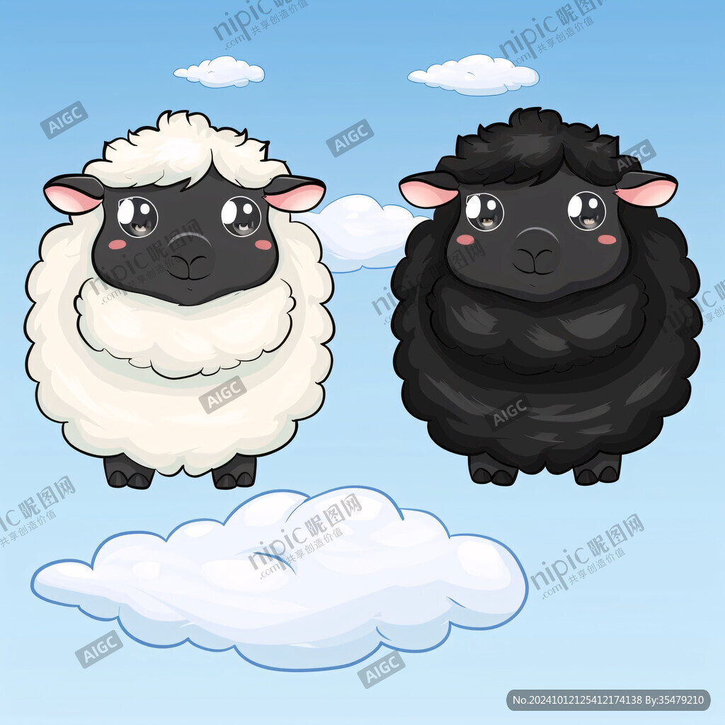 可愛綿羊動物卡通插畫